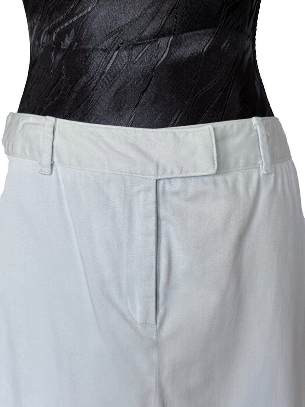 ✨ BENETTON SISLEY Italy Off-White Cotton Stretch Midi Pencil Skirt US 6